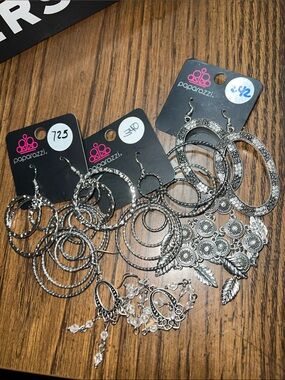 paparazzi Silver Multi-Pair Hoop and Chandelier Earring Set